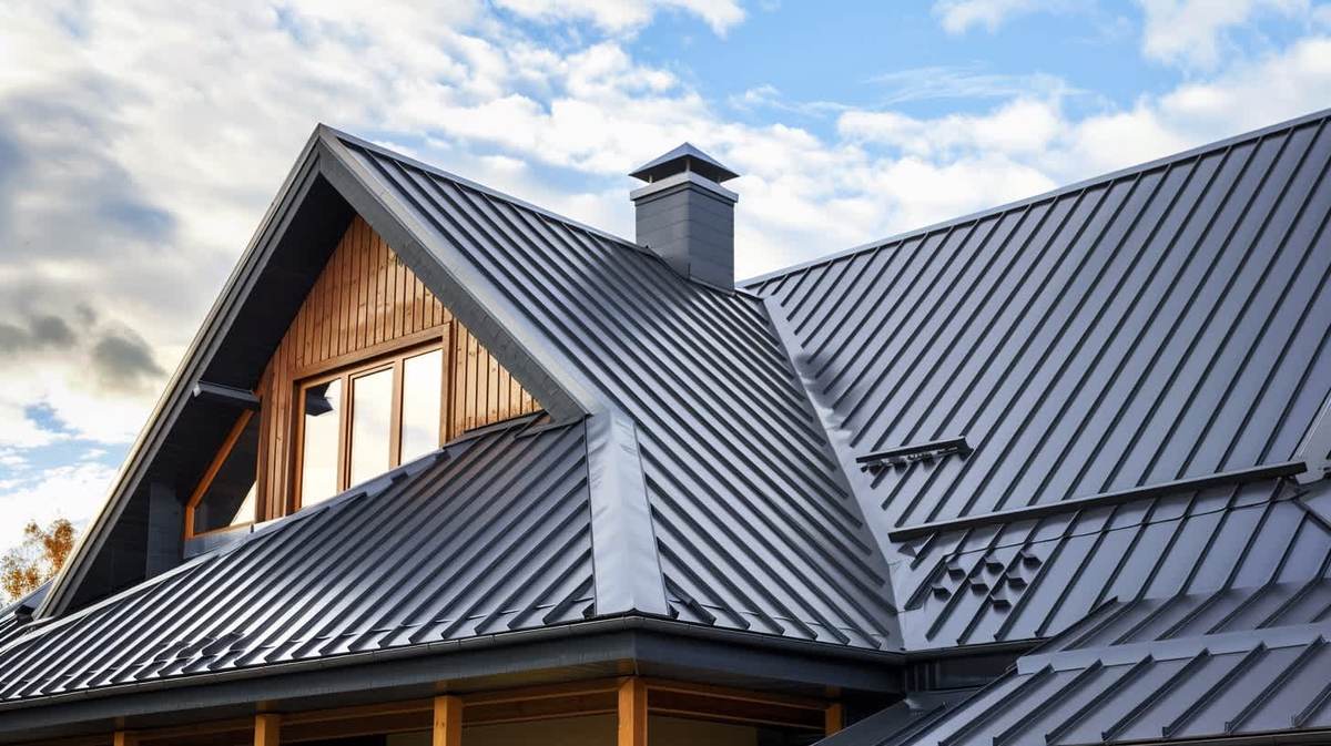 Konak EPDM Kauçuk Çatı – antrasit kenet sistem metal çatıyla kaplanmış müstakil ev